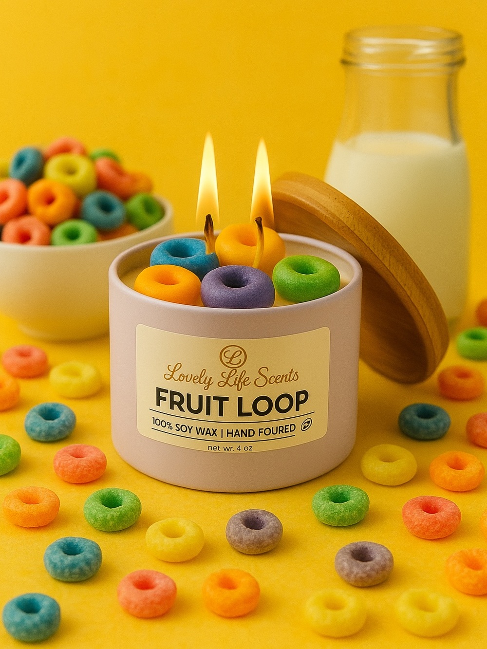 Fruit Loop 6oz Double Wick Premium Soy Scented Candle from Lovely Life Scent